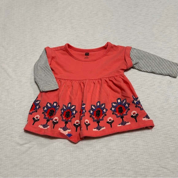 Tea Collection Layered Sleeve‎ Baby Dress 3-6 Months Mosaic - Picture 1 of 5